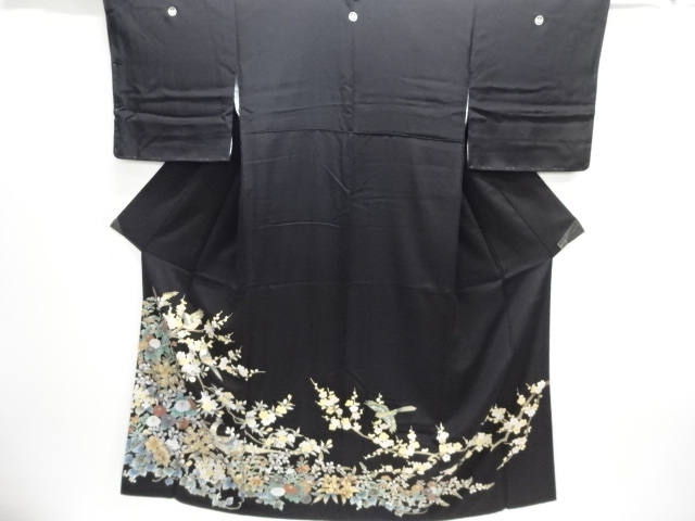 JAPANESE KIMONO / TOMESODE / FLOWER & BIRD